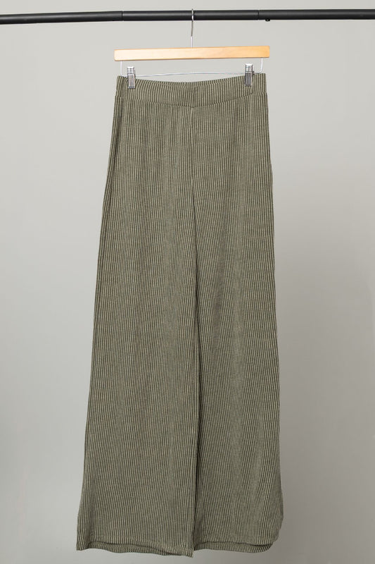 The Rowan Wide-Leg Cable Knit Pant – Olive
