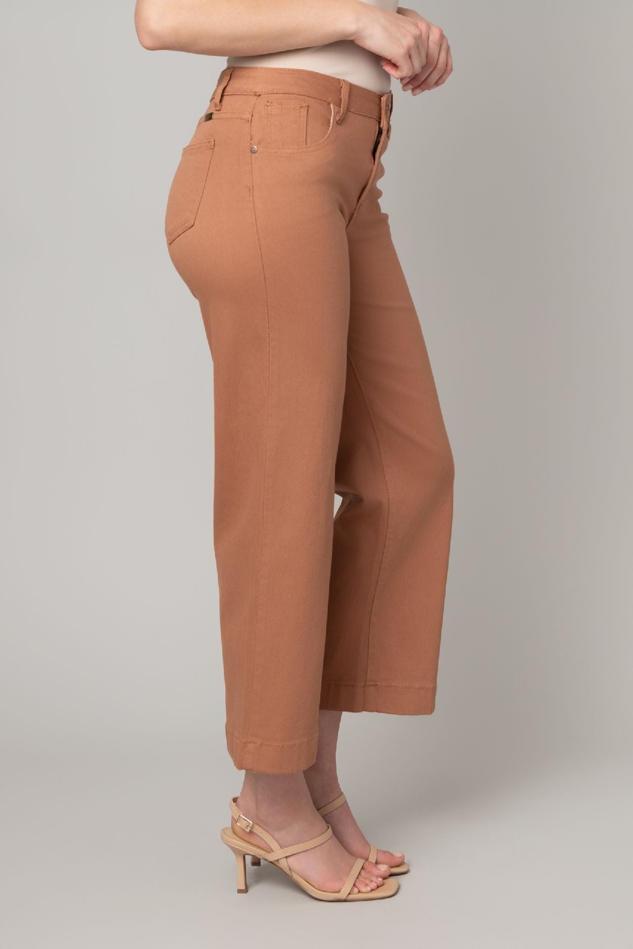 Chestnut Stretch Twill Wide Leg Jeans