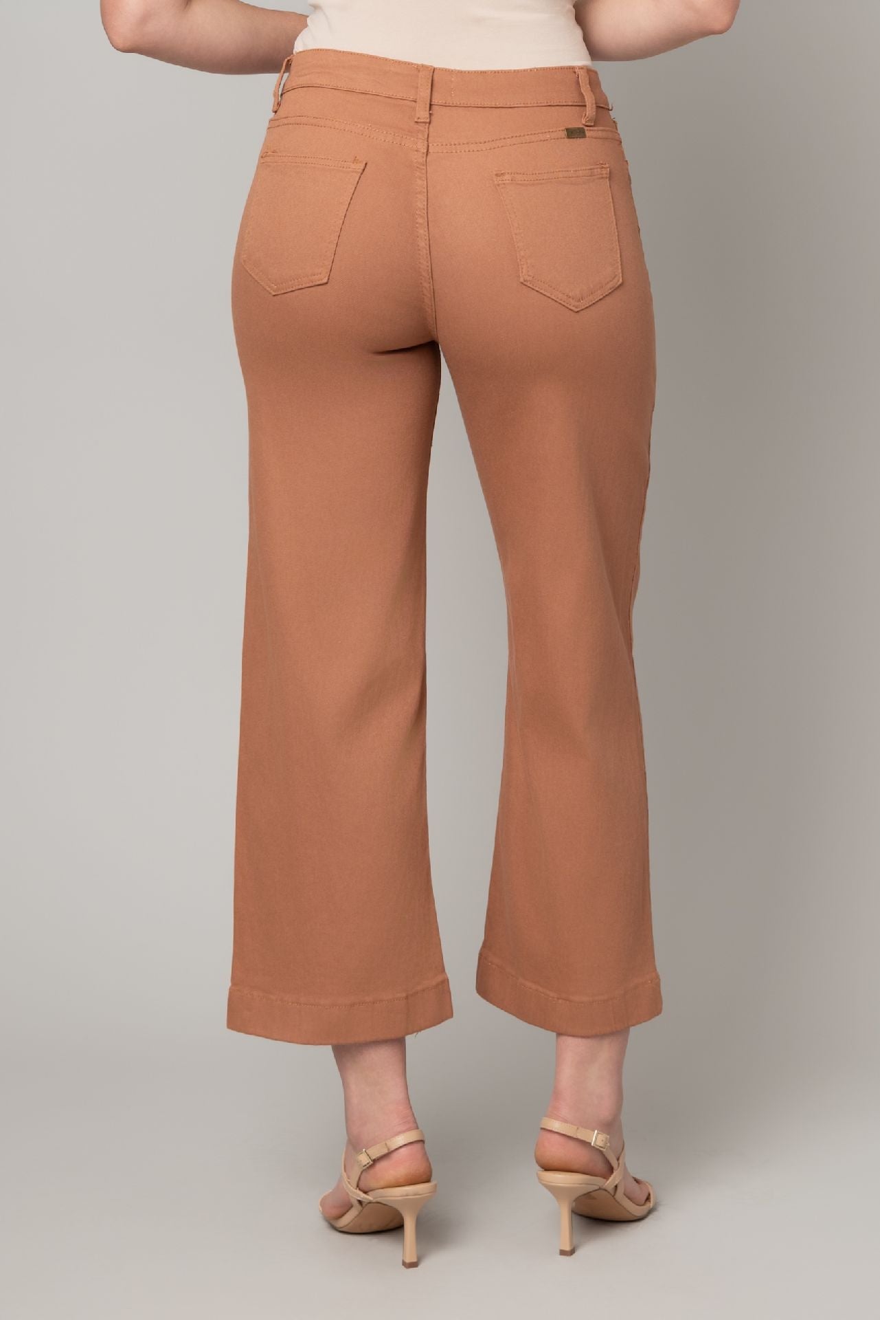 Chestnut Stretch Twill Wide Leg Jeans