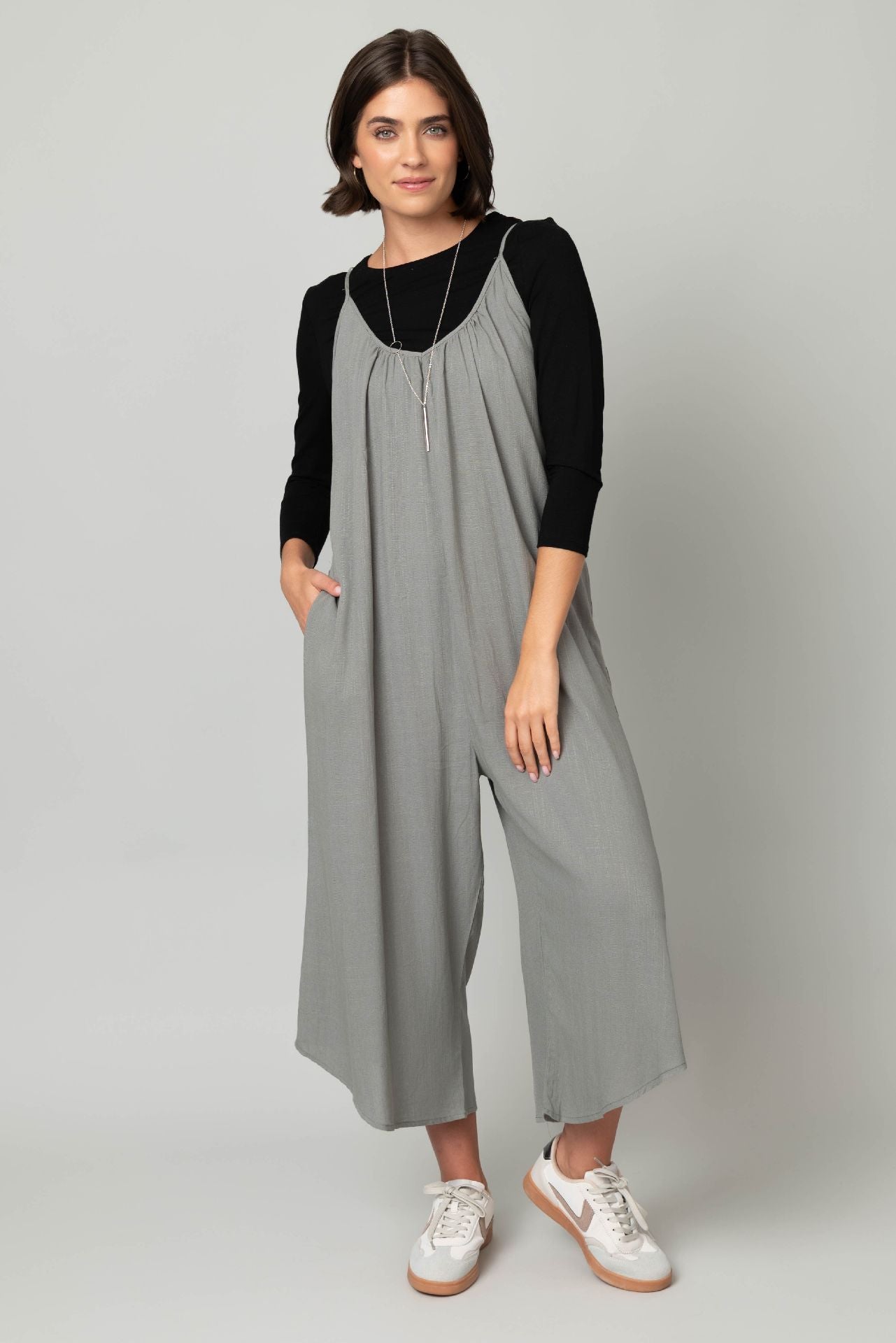 Linen-Like Stingray Palazzo Jumper