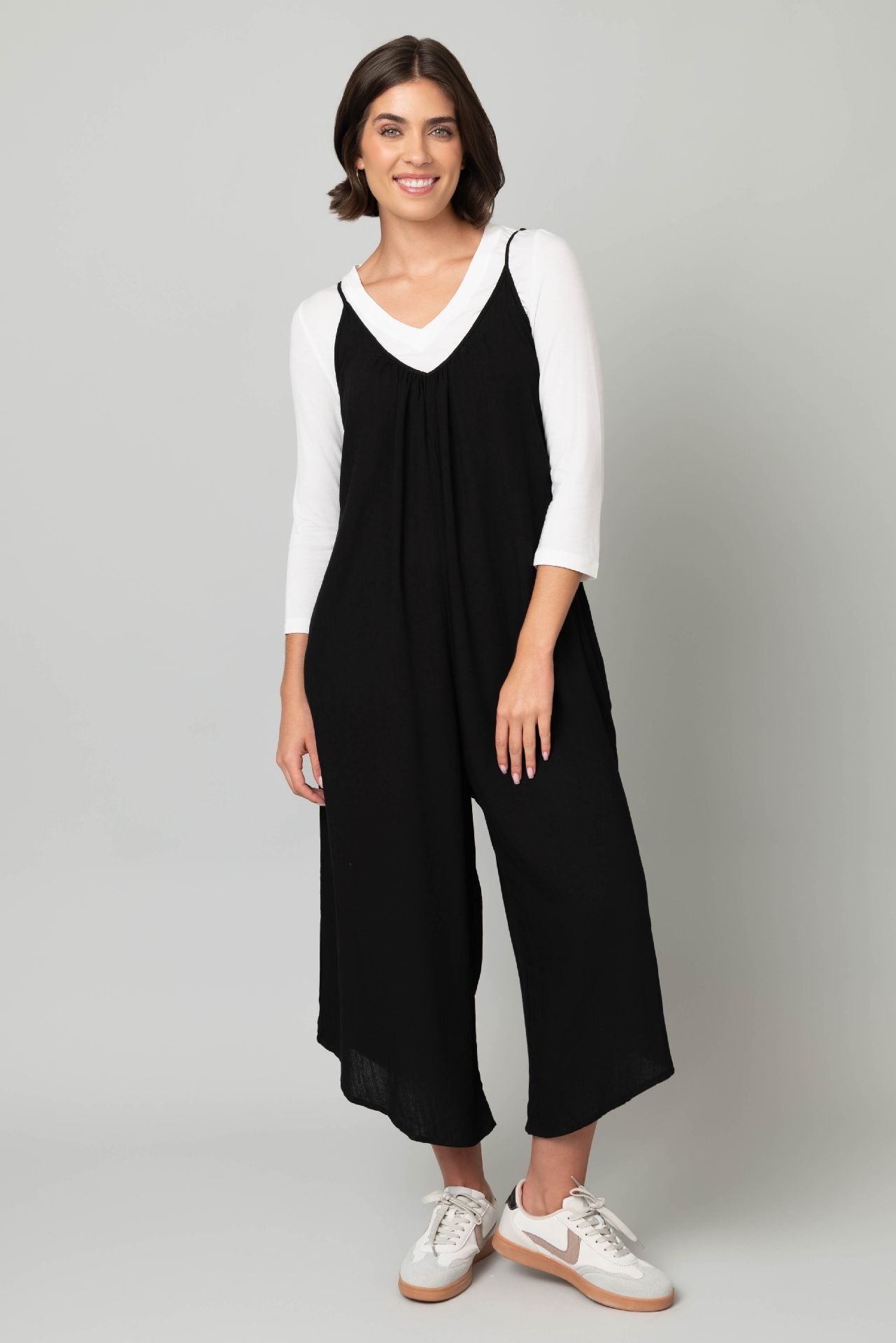 Linen-Like Stingray Palazzo Jumper