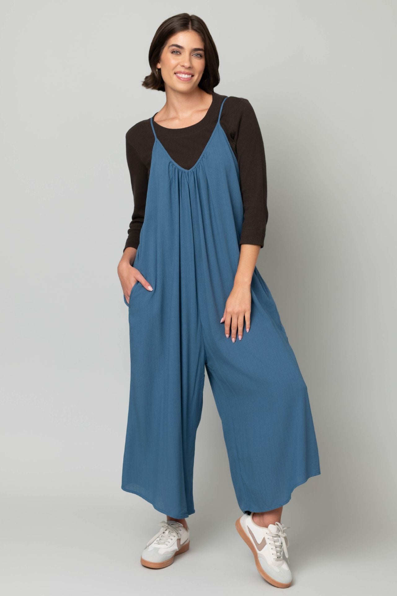 Linen-Like Stingray Palazzo Jumper