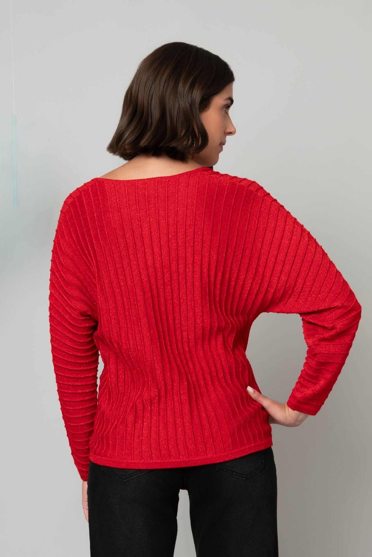 Lurex V-Neck Dolman Sweater