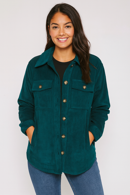 Corduroy Button Front Shacket