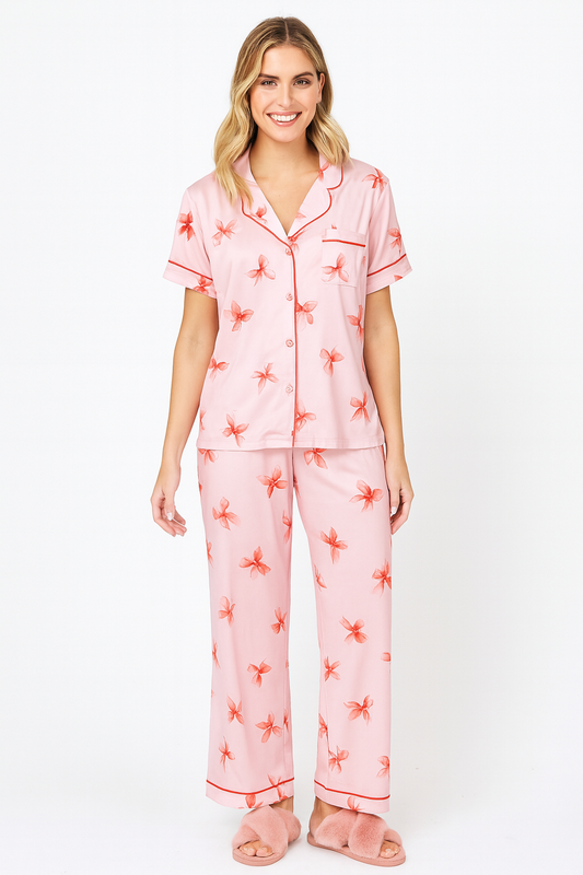 Pink Bow Super Soft Jersey PJ Set