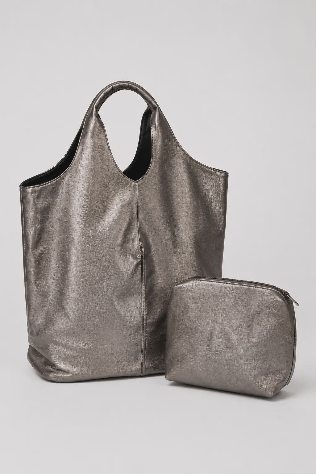 The Tori Reversible Hobo Bag w/ Pouch - Pewter/Black