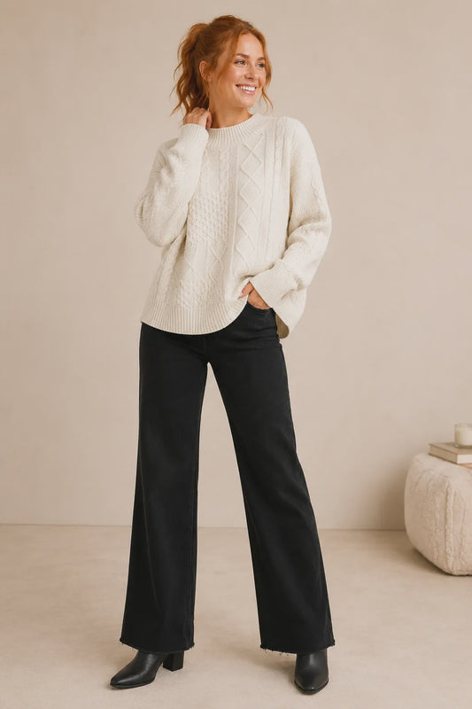 Mineral Black 31" Inseam Wide Leg Fray Hem Jean