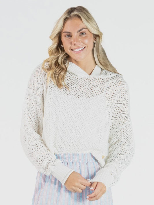 SS Open Knit Hoodie – Off White