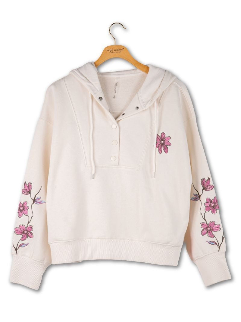 Simply Southern Blush Floral Snap Hoodie
