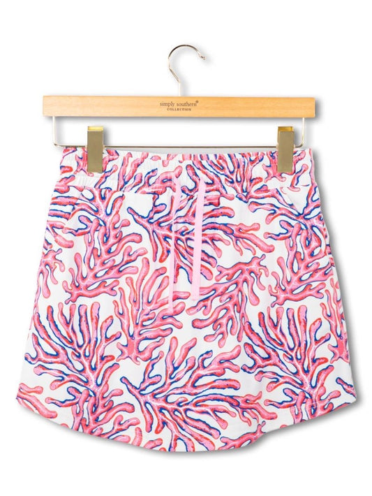 UPF Coral Drawstring Skort