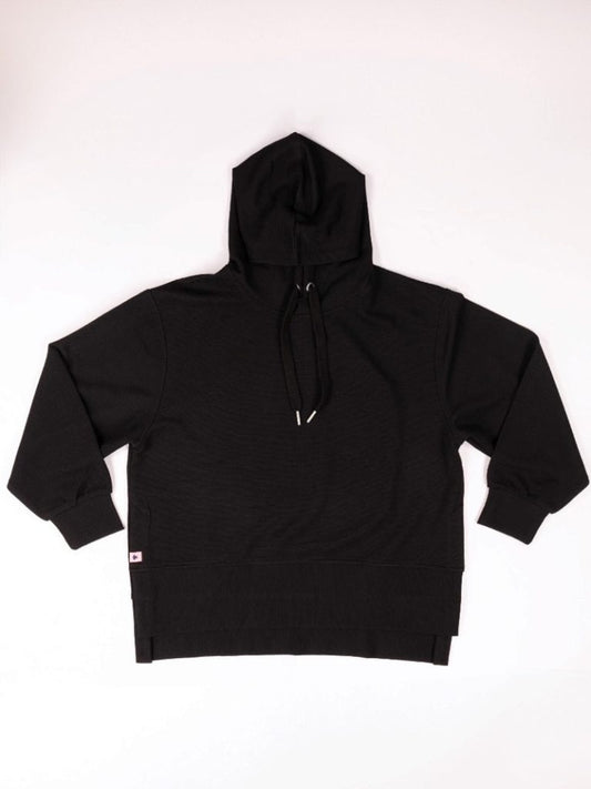 SS Cozy Vibes Black Ribbed Hoodie