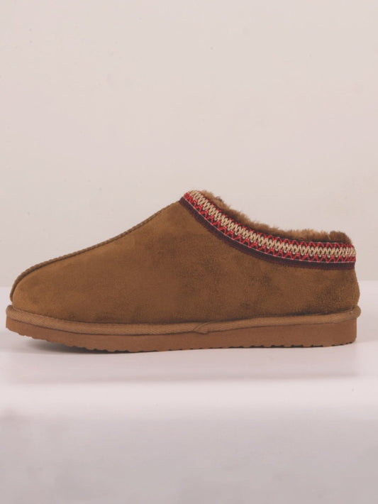 Stitch & Sherpa Cozy Ankle Slippers – Brown