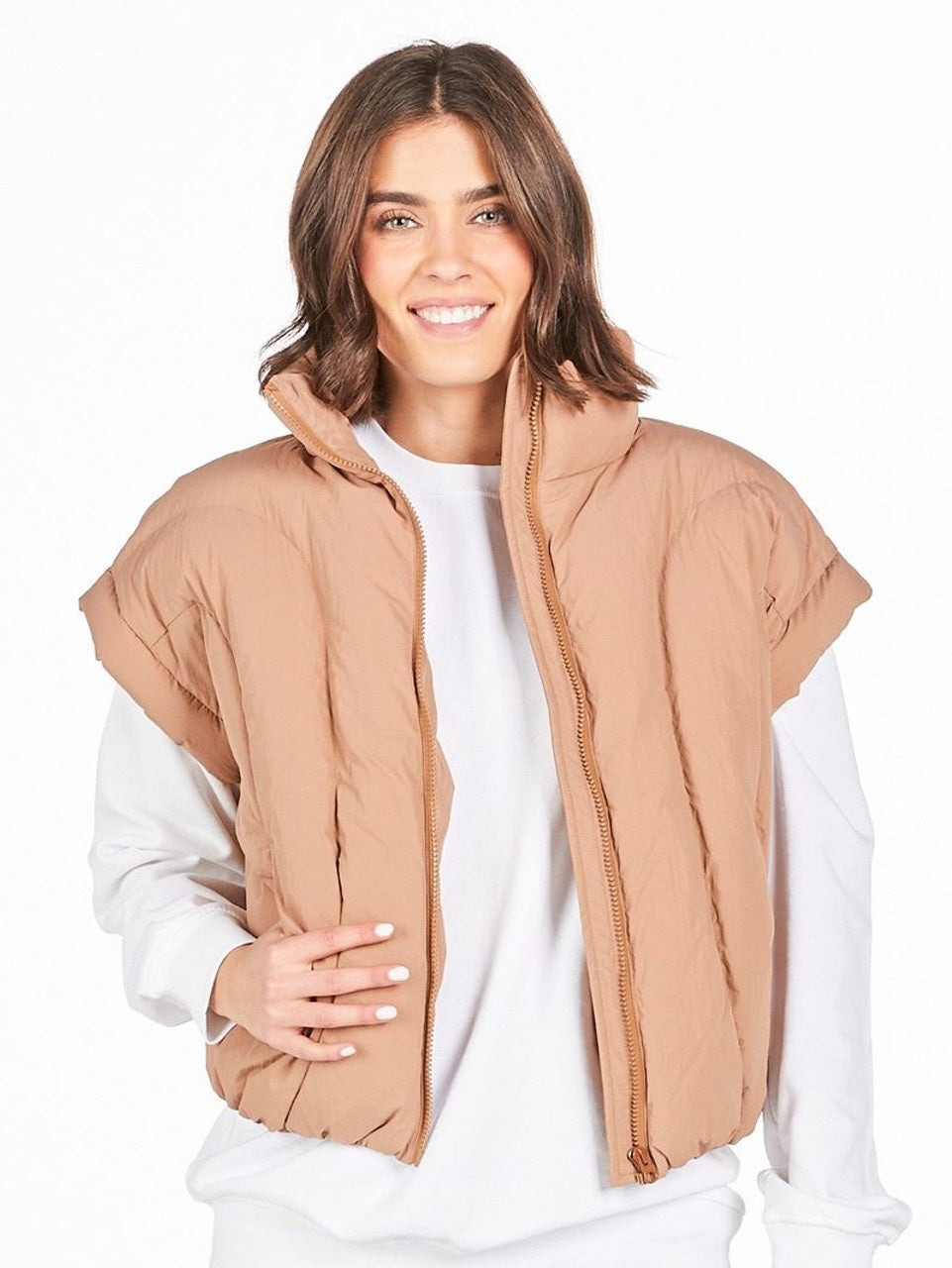 Simply Southern “Lottie” Quilted Puffer Vest – Umber Brown