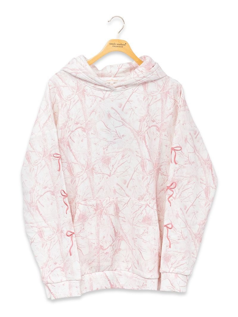 SS Alice Pink Camo Fleece Hoodie with Bows