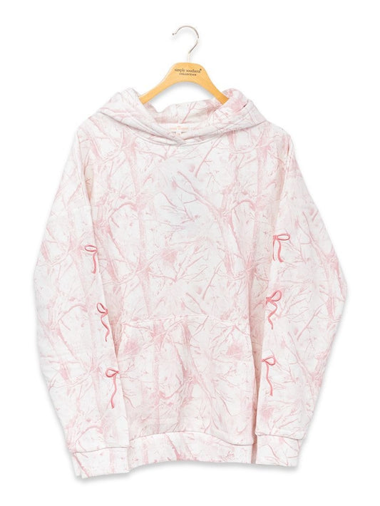 SS Alice Pink Camo Fleece Hoodie with Bows