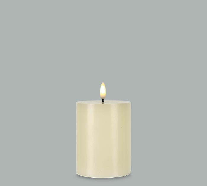 Patria 3D LED Ivory Pillar Candle – Realistic Flickering Wax Candle