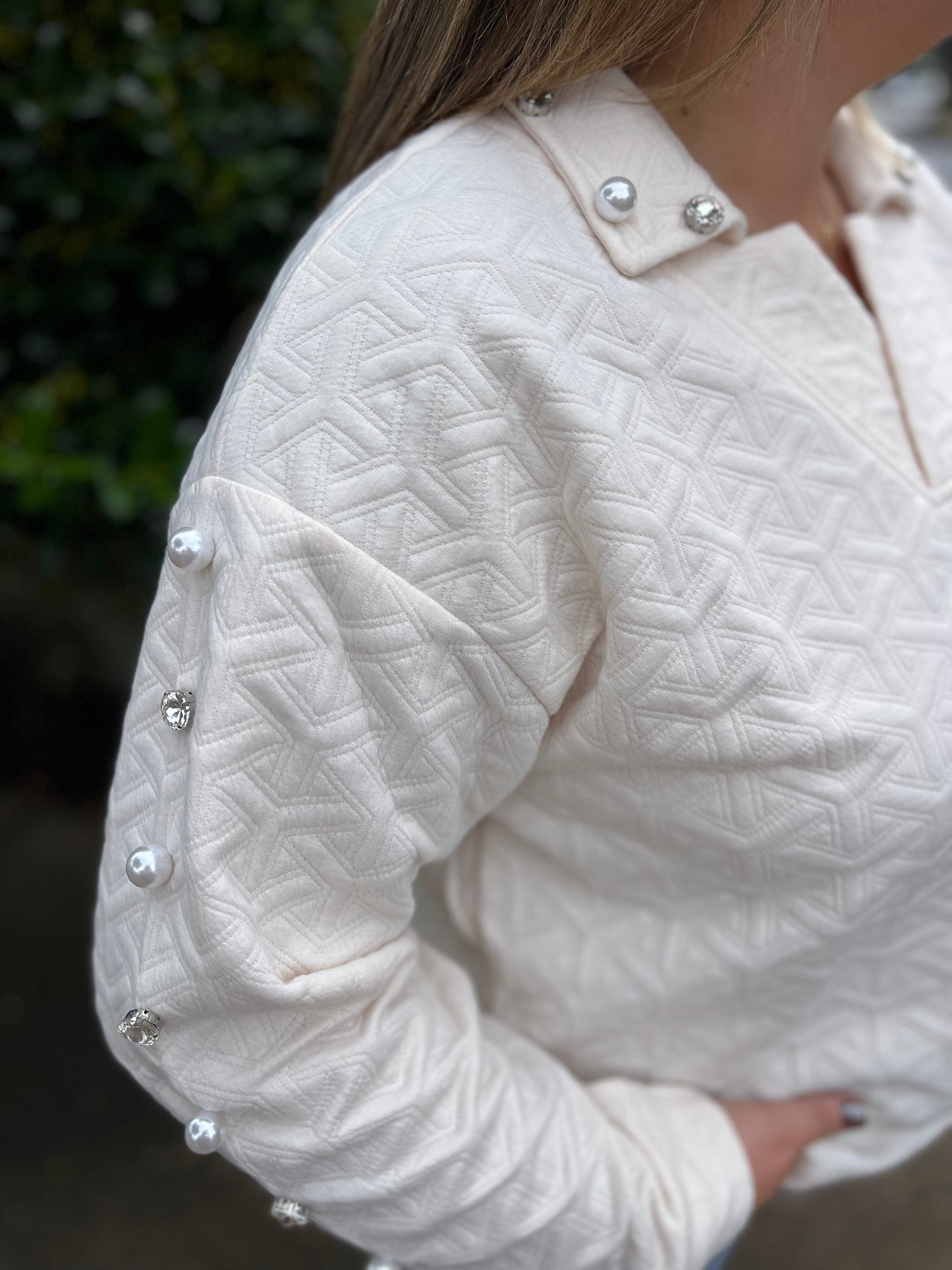 Simply Southern Quilted Vanilla V-Neck Top +PLUS