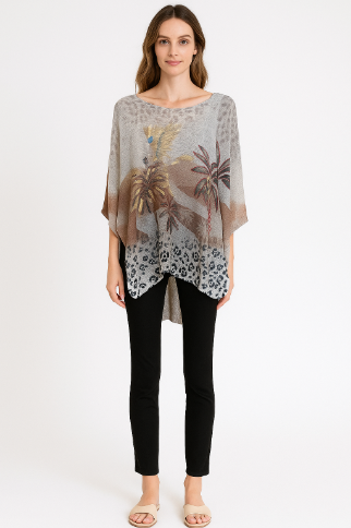 Italian Tropical Leopard Mesh Top