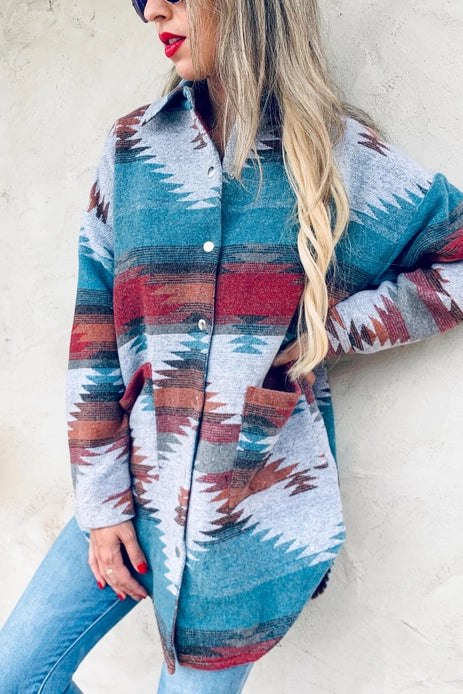 Aztec Print Oversized Jacket