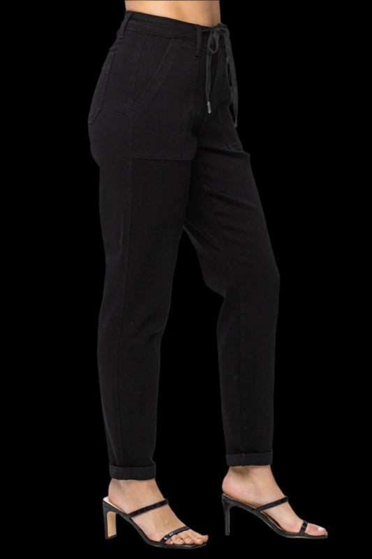 PLUS HW Jet Black Double Roll Cuff Jogger