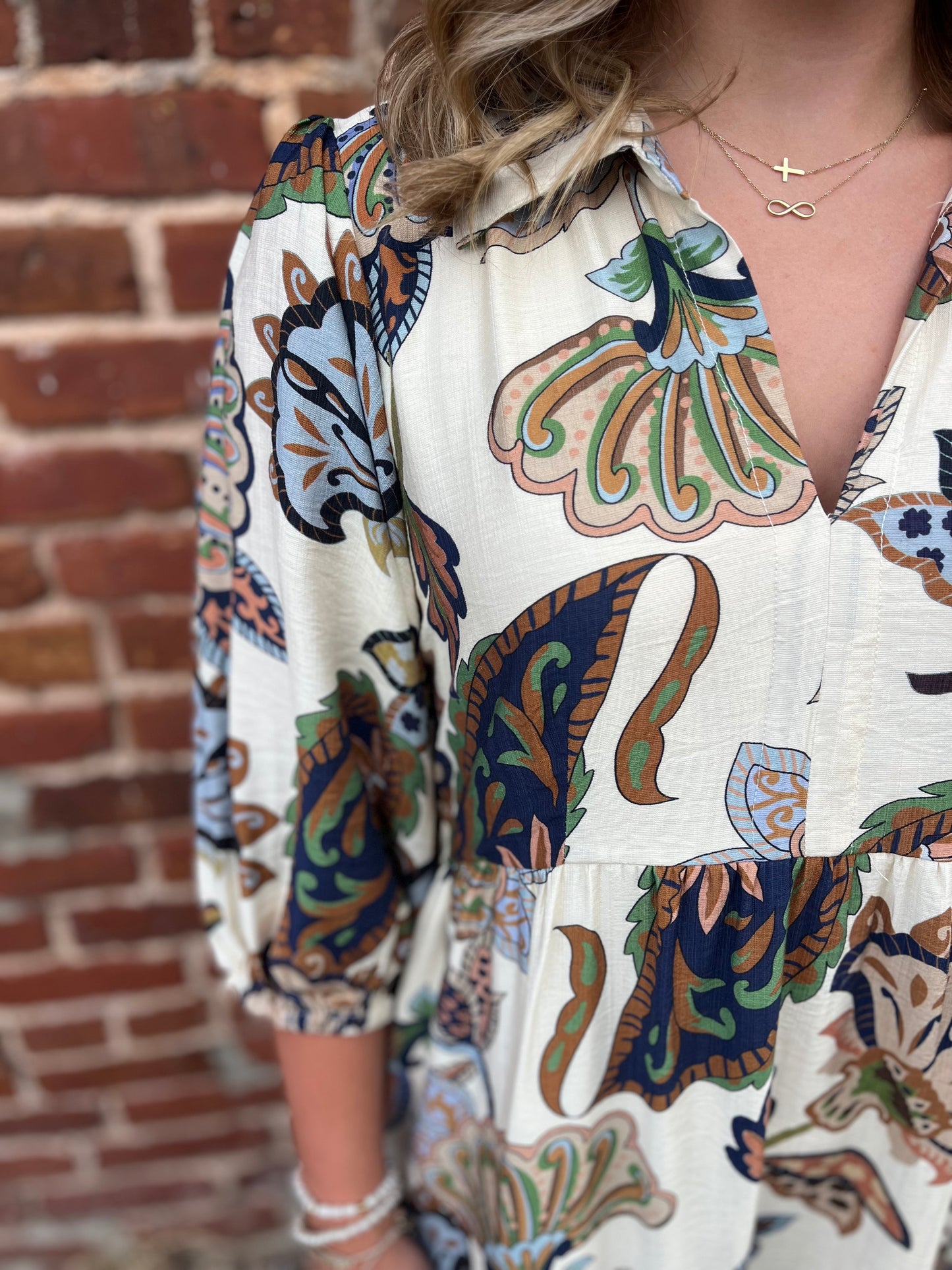 Umgee Boho Paisley Tiered Midi Dress