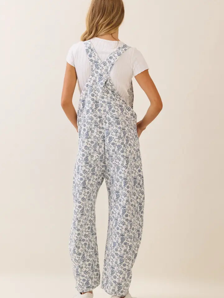 ODDI Washed Flower Overall Jumpsuit