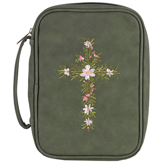 White Dove Bible Case Embroidered Cross Green XLarge Dicksons