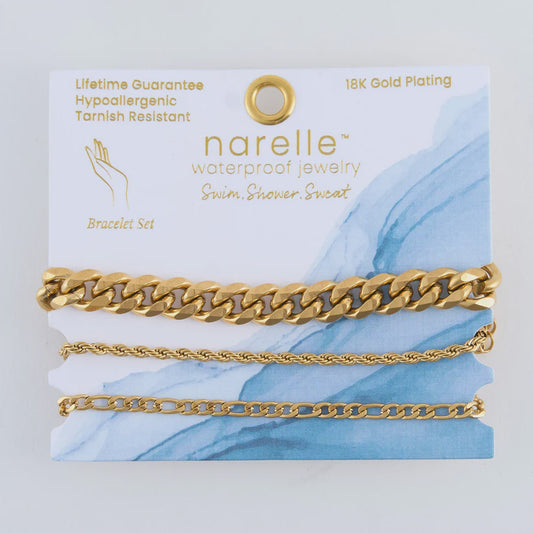 Narelle Waterproof Figaro Chain Bracelet Set