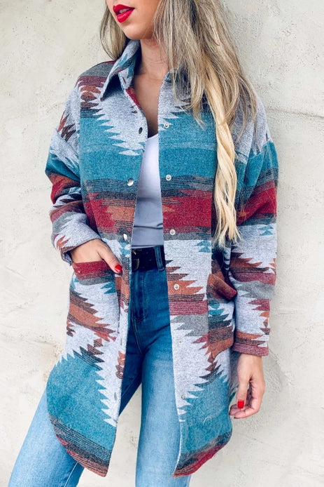 Aztec Print Oversized Jacket