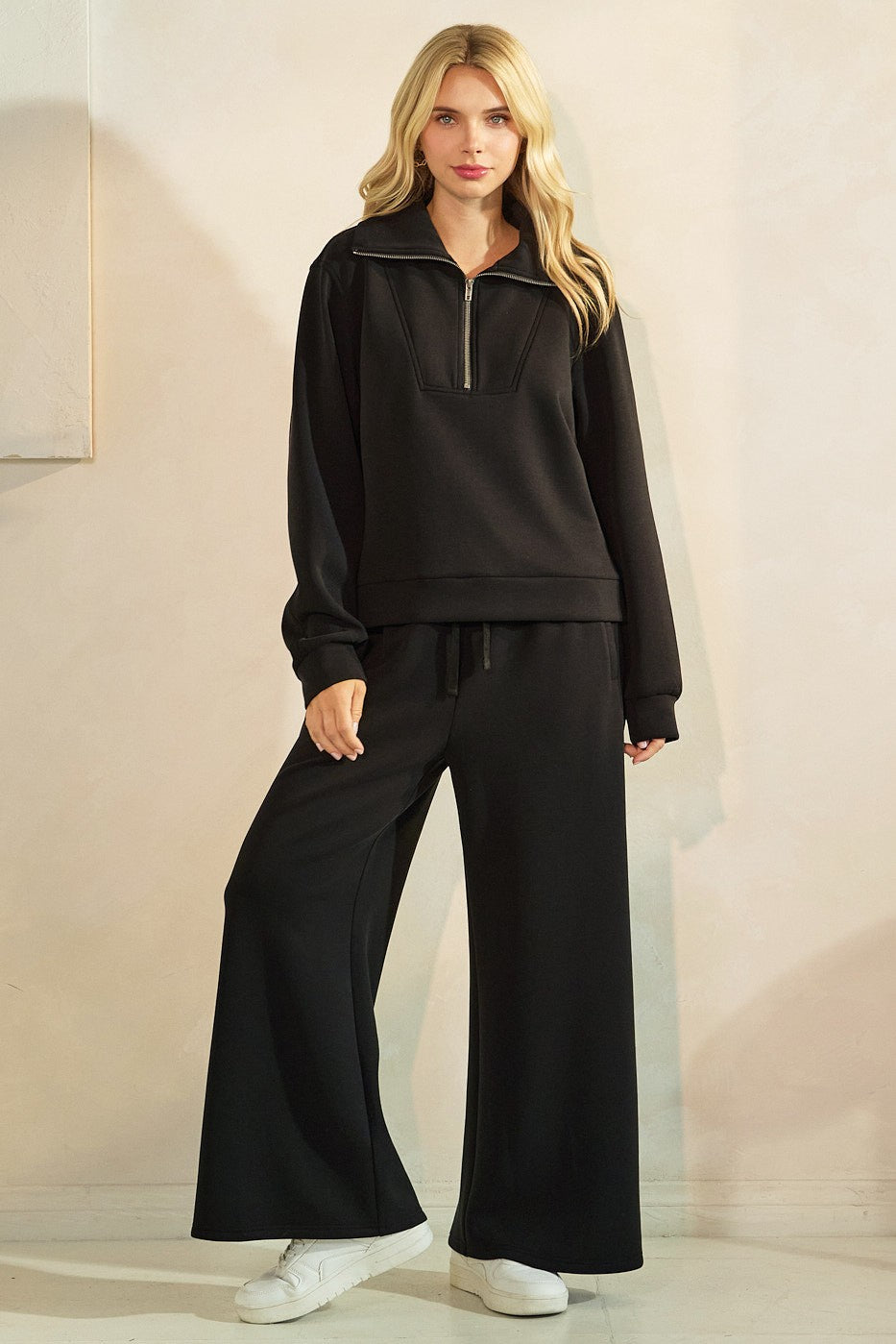 Cloud Knit Half-Zip Sweatshirt with Oversized Collar – Ultra Soft Scuba Fleece