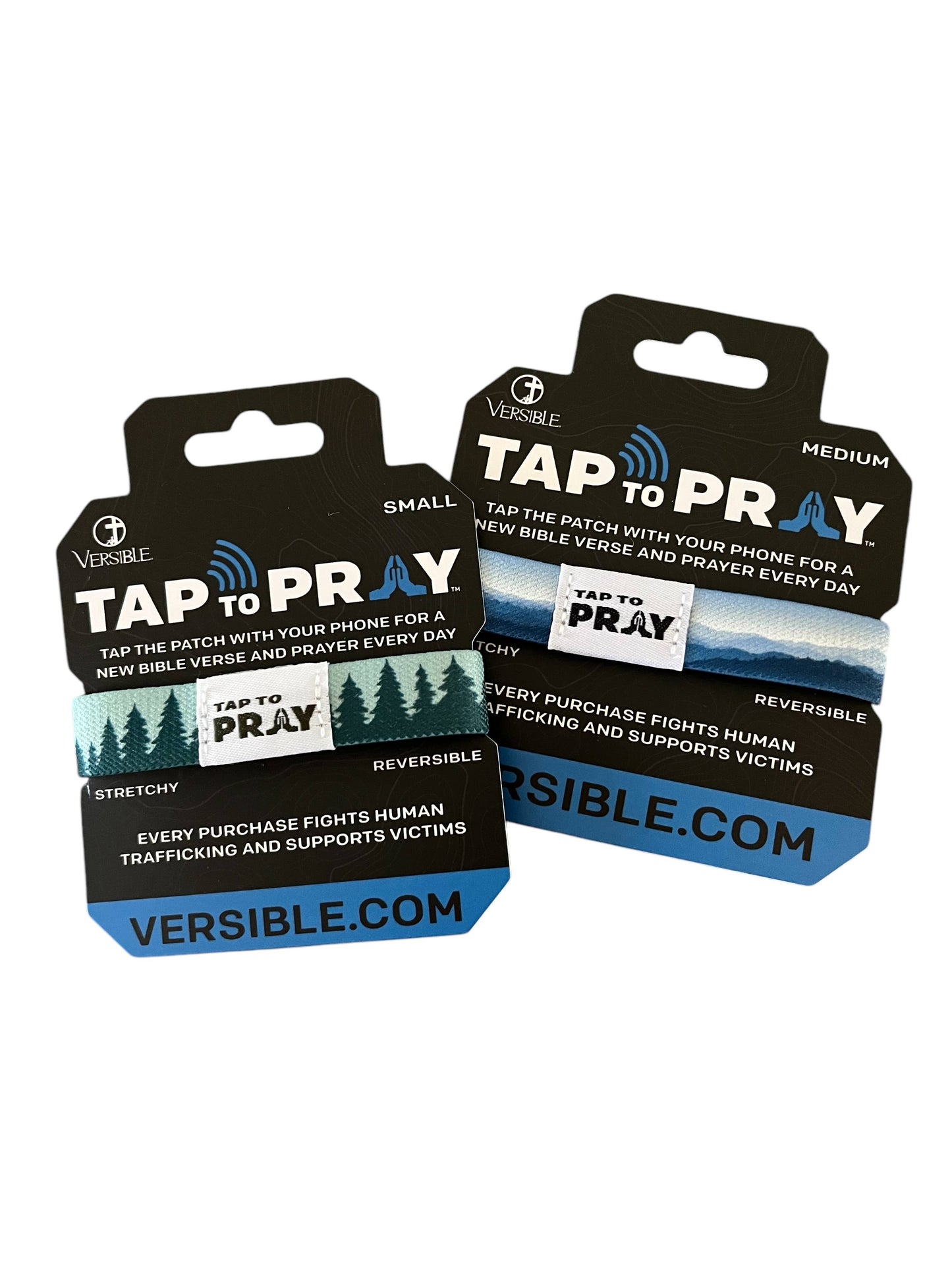 Tap To Pray™ Wristbands - Mountains & Forests: Medium / Blue Mountains & Green Forests
