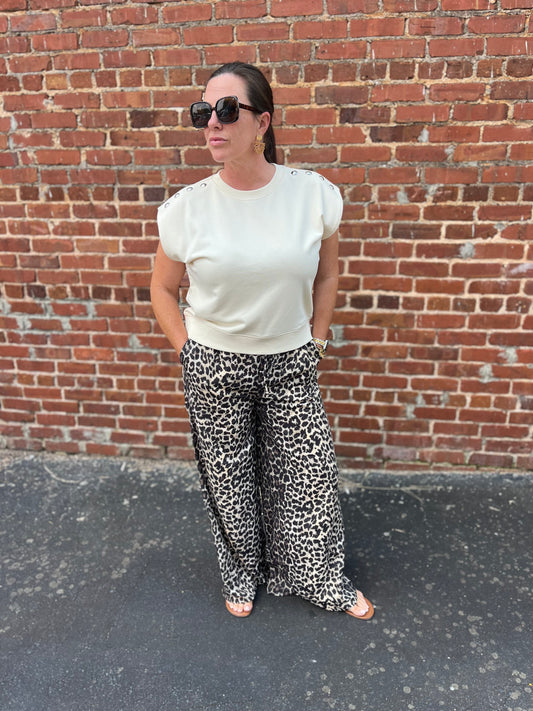 Elastic Waist Leopard Printed Pants