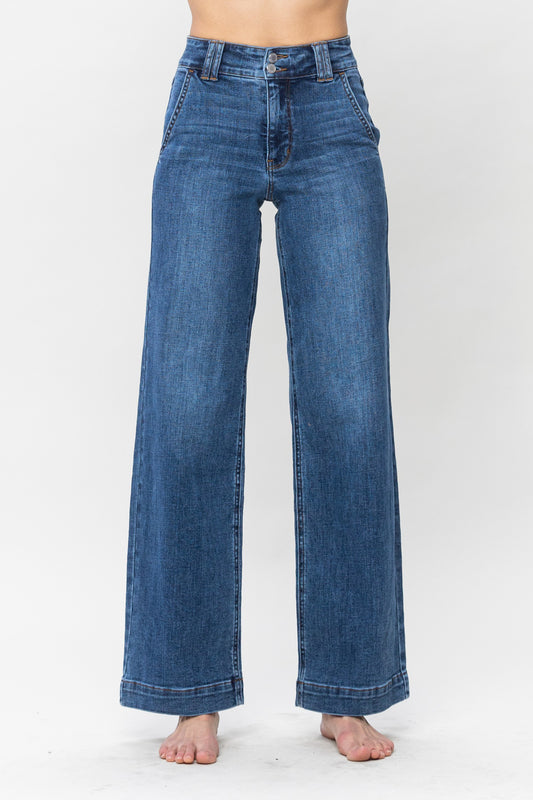 Judy Blue HW Double Button Wide Leg Jean