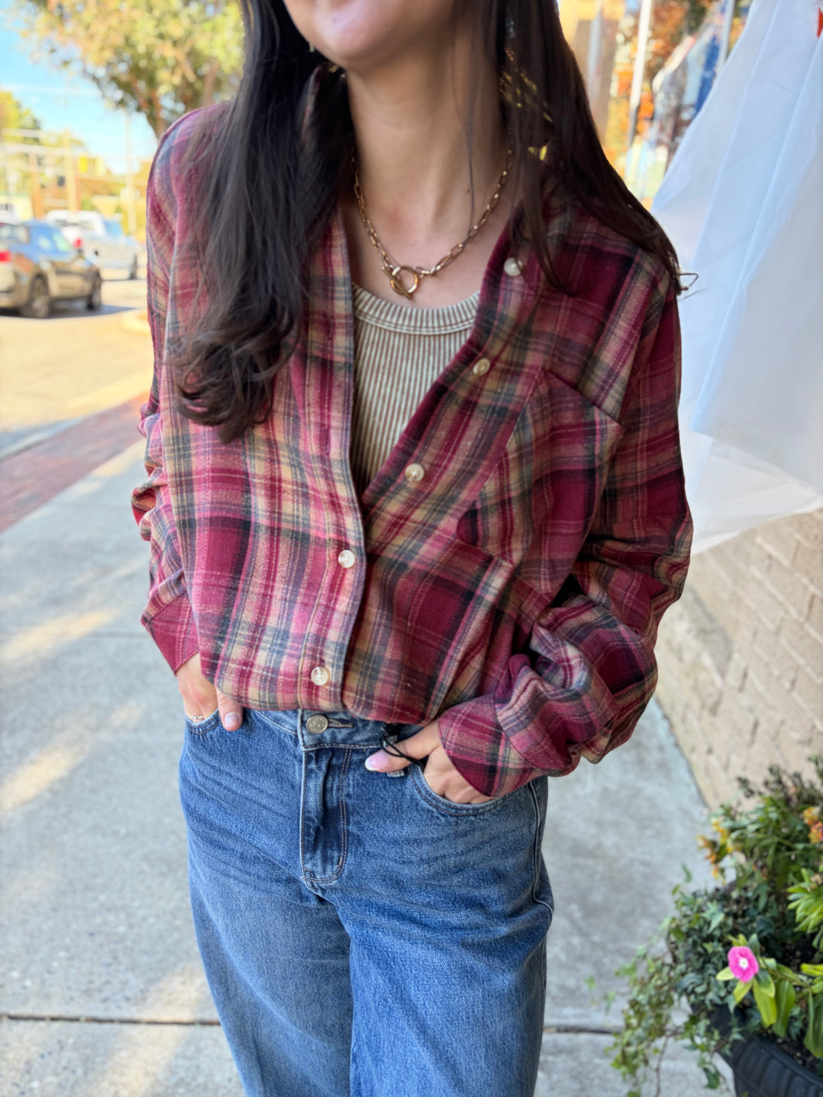Abri Rose Plaid Flannel Shirt