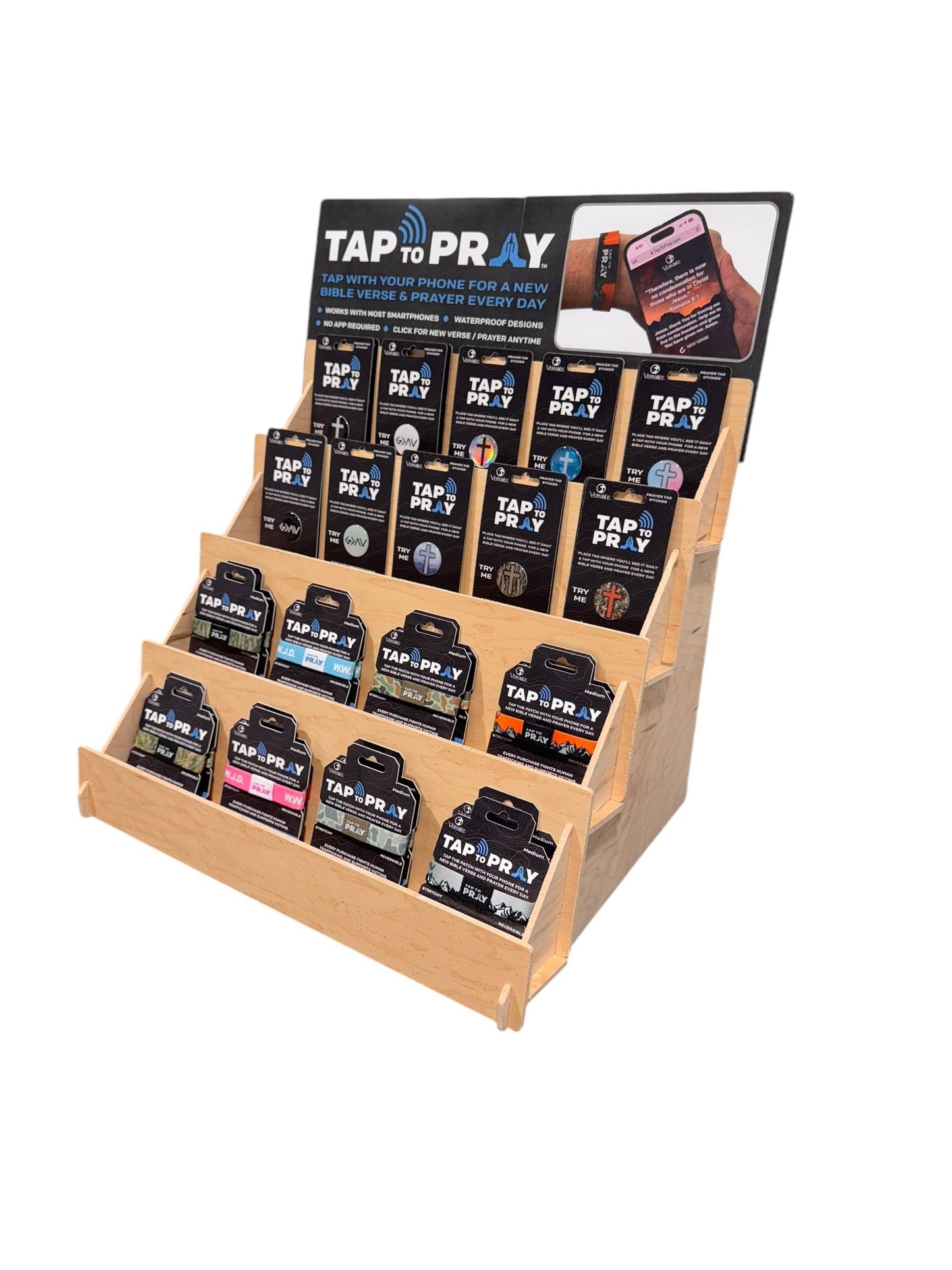 Tap To Pray™ - Prayer Tag Keychains: Black + Cross