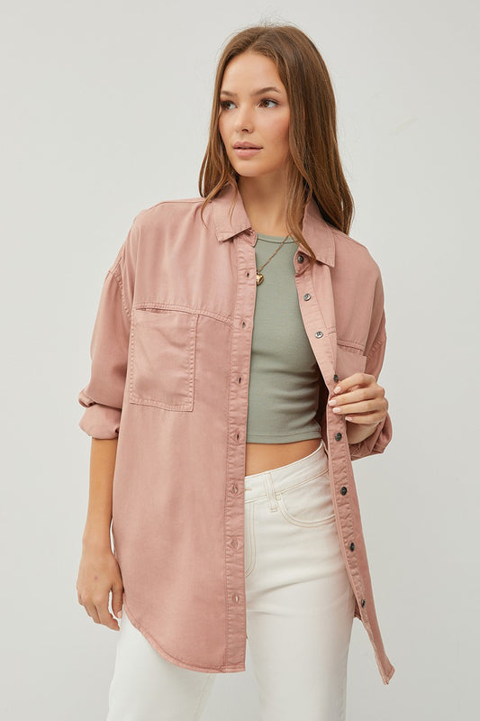 Risen Mauve Oversized Tencel Shirt