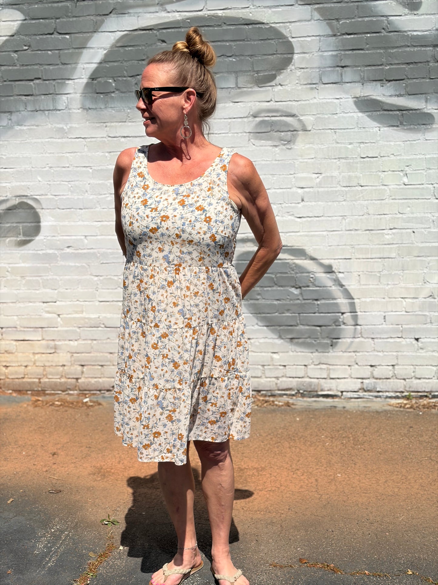 Ivory Water Floral Tiered Dress