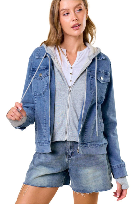 SWEATSHIRT HOODED DENIM JACKET