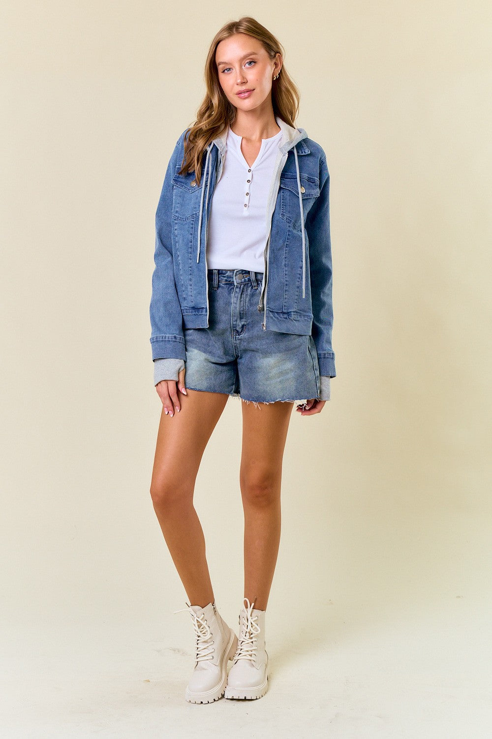 SWEATSHIRT HOODED DENIM JACKET