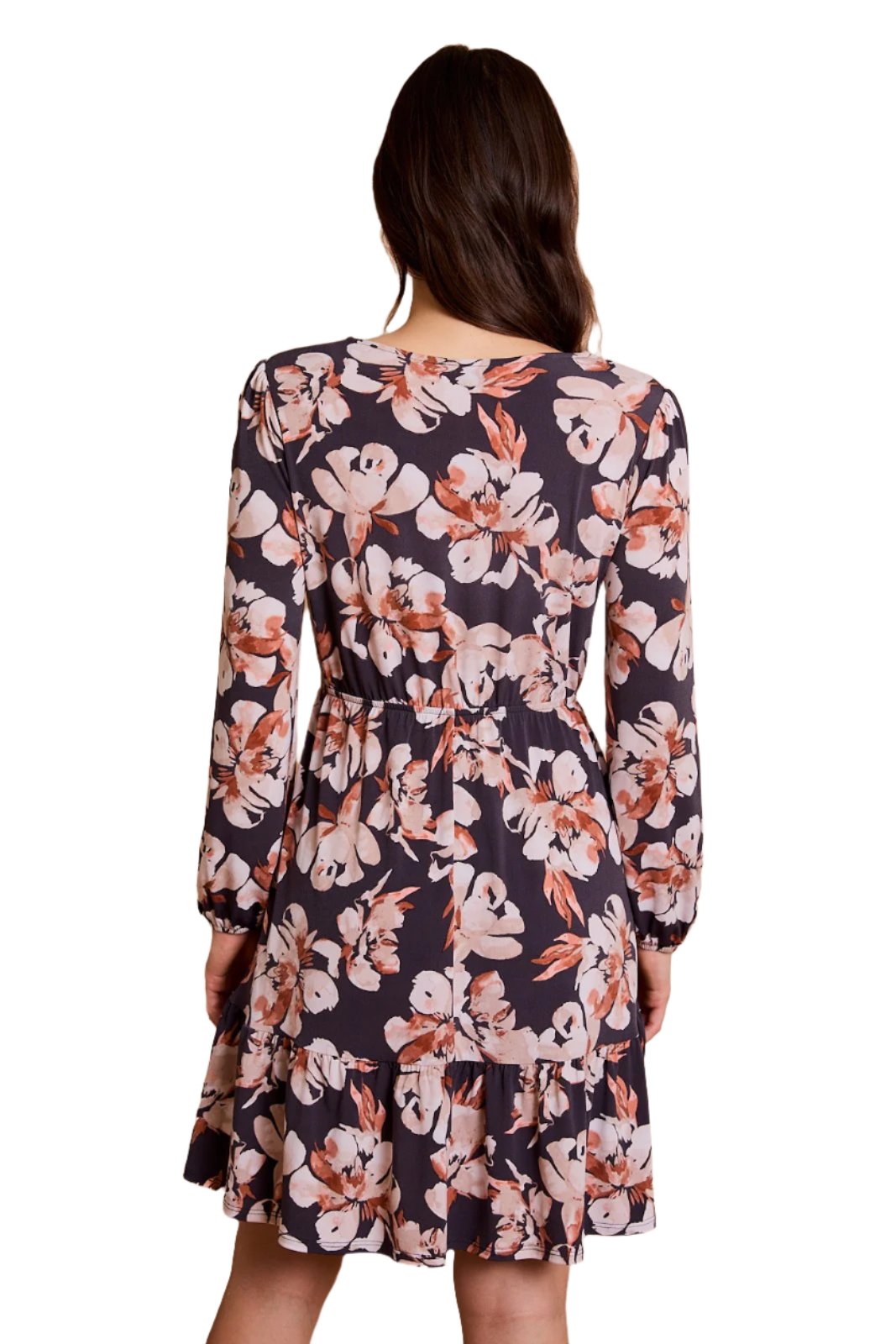 PLUS Charcoal Cream Floral Ruffle Dress