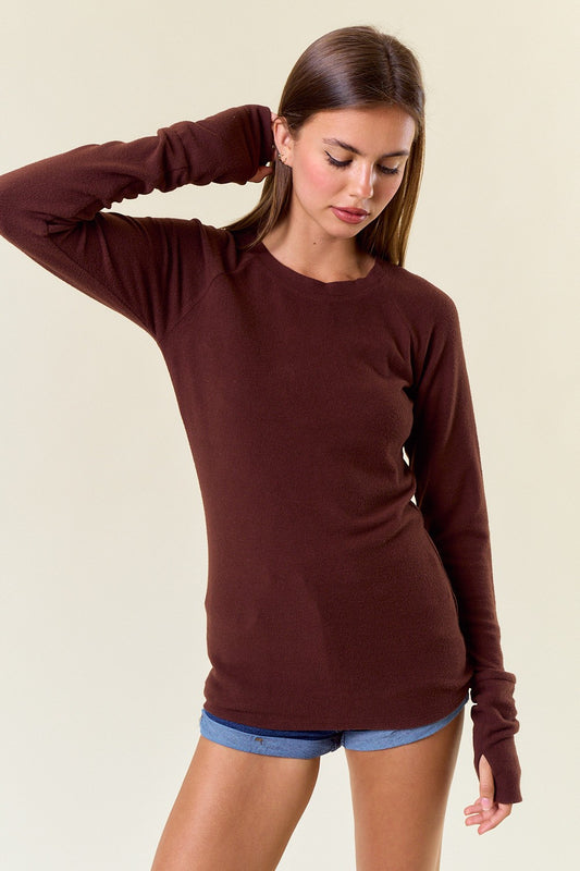 Soft Brushed Knit Long Sleeve Top