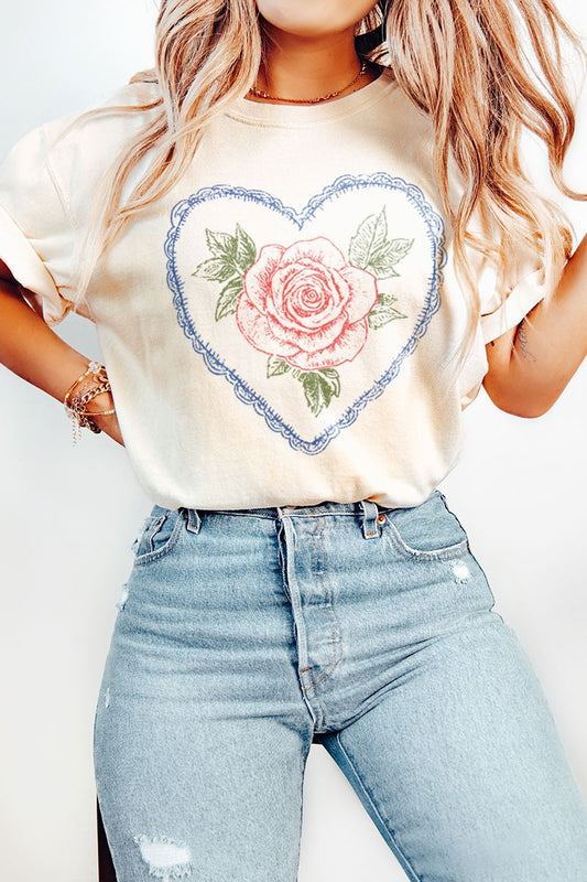 Heart and Rose Graphic Comfort Colors Tee