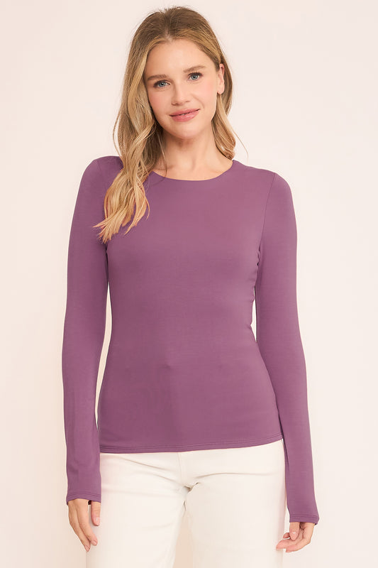 Round Neck Fitted Long Sleeve Top