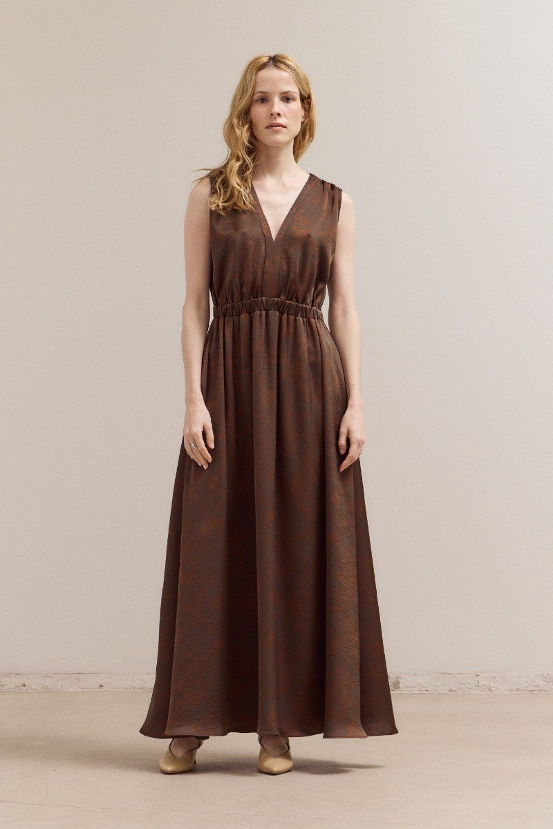 Grade & Gather Bronze Maxi Satin Dress
