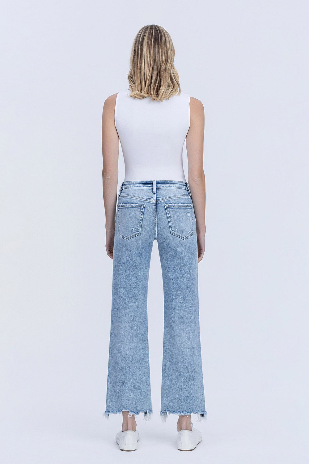 Vervet MR Slim Wide Leg Jeans with Uneven Raw Hem