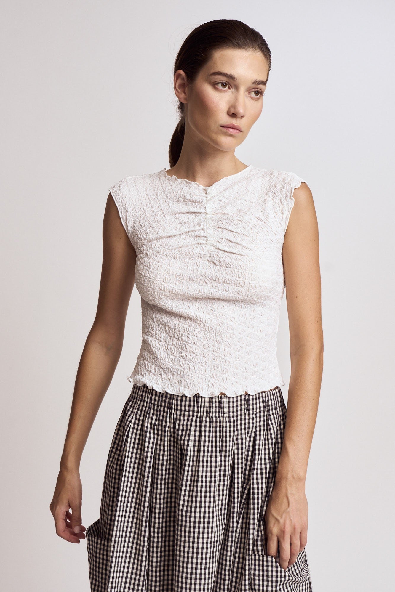 Grade & Gather Textured Shirred Top