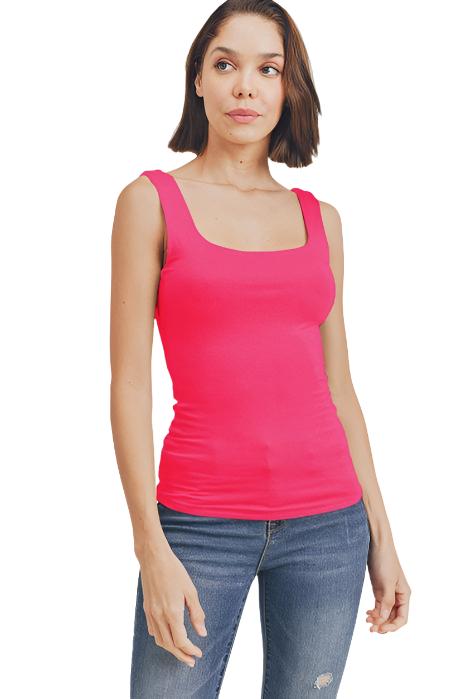 Square Neck Double Layered Women's Tank Top