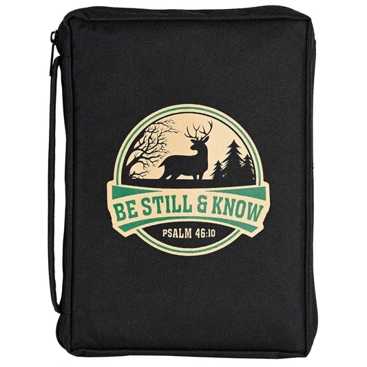 Bible Case Deer Be Still & Know Black Lg