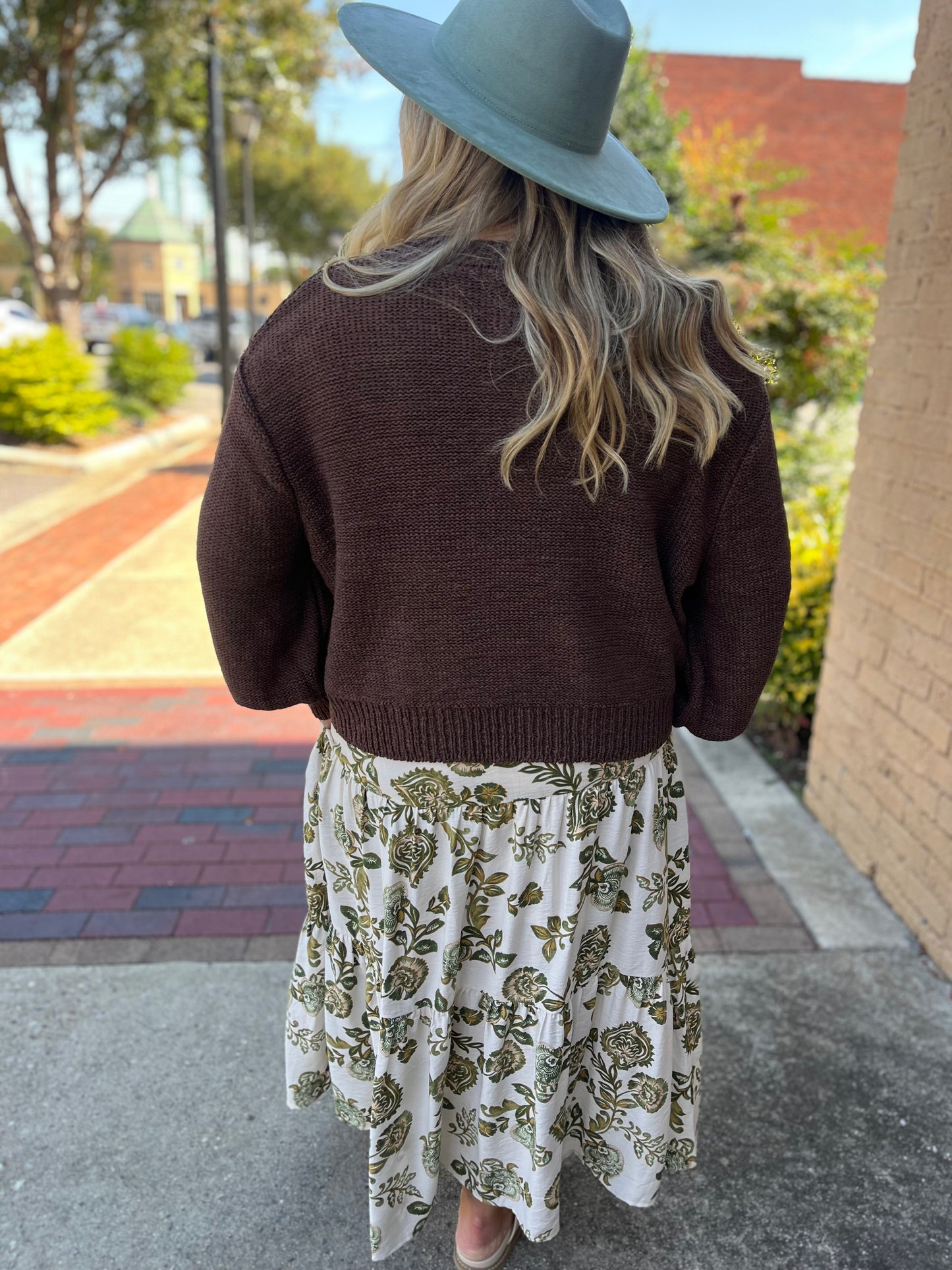Entro Floral Print Tiered Pull-On Midi Skirt - Green