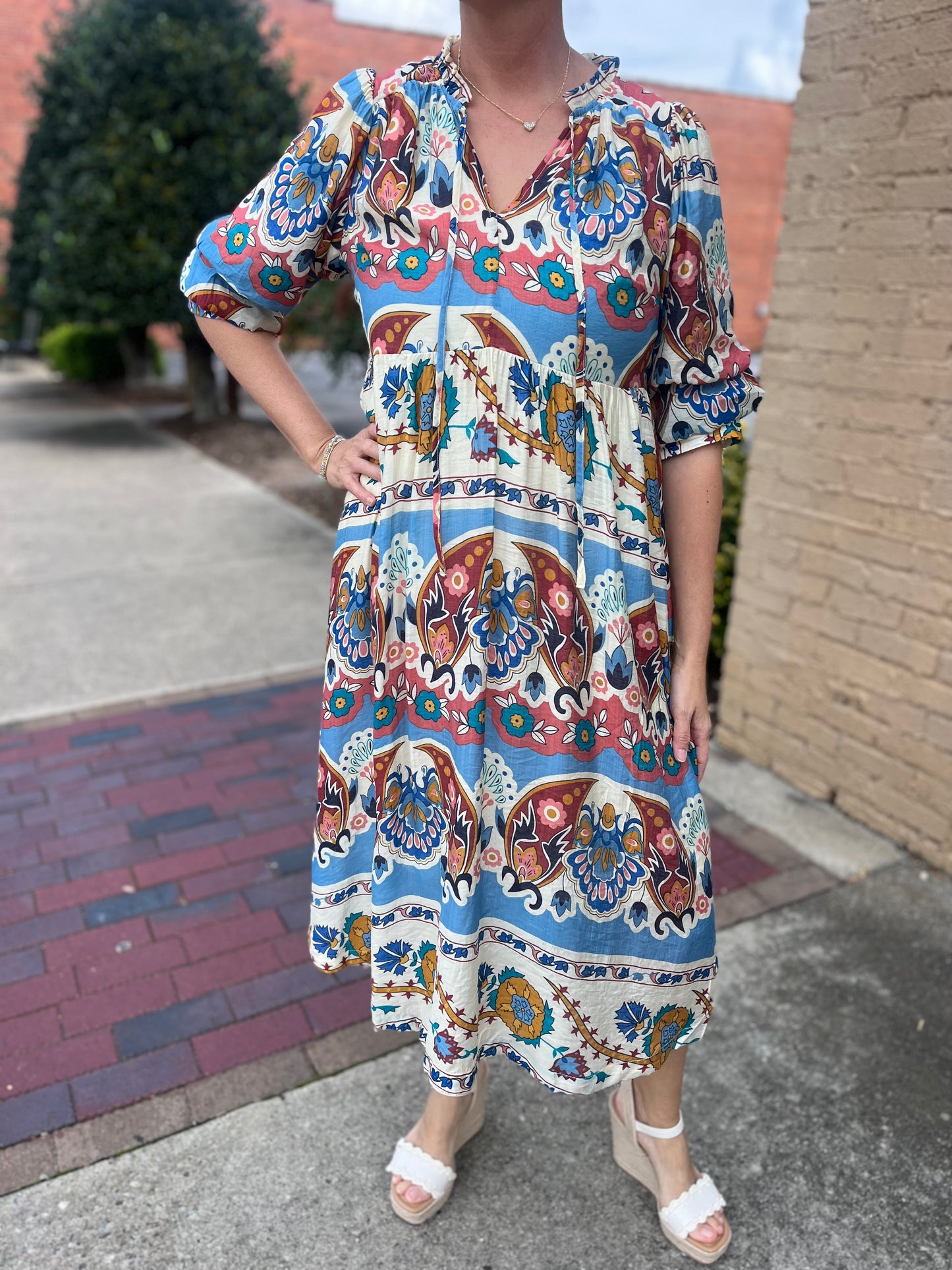 Umgee Fall Mix Print A-Line Dress K9028